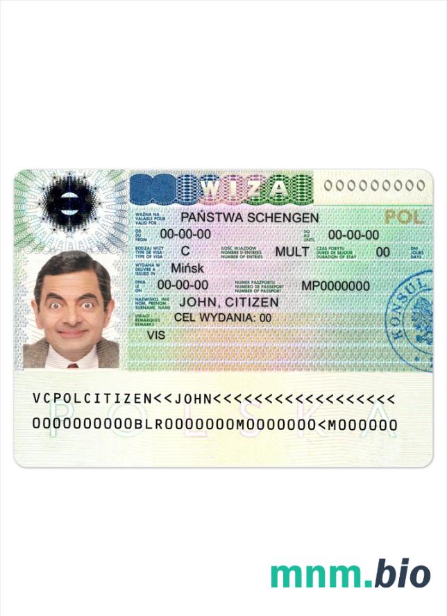 Polska wiza schengen przykład w PSD